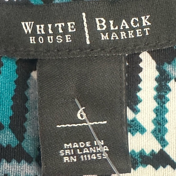 WHITE HOUSE BLACK MARKET NWOT Turquoise Chevron Print Cap Sleeve Dress Size 6 - Picture 7 of 7
